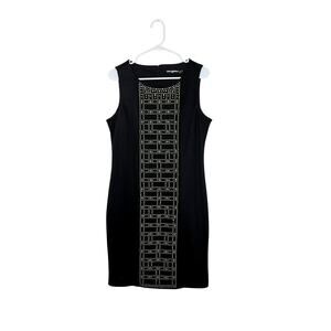Karl Lagerfeld Embellished Black/Gold Sleeveless Sheath Dress Size Large